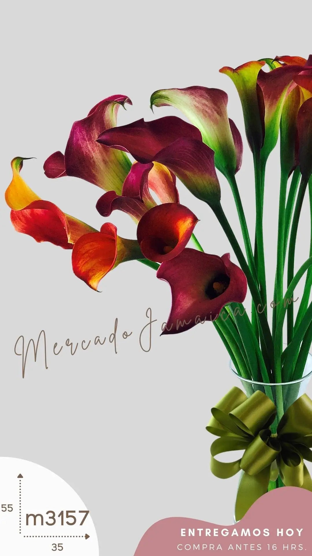 20 Callas Morado y Naranja en Florero · foto 3