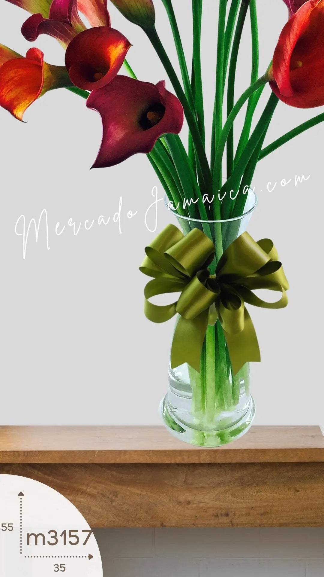20 Callas Morado y Naranja en Florero · foto 1