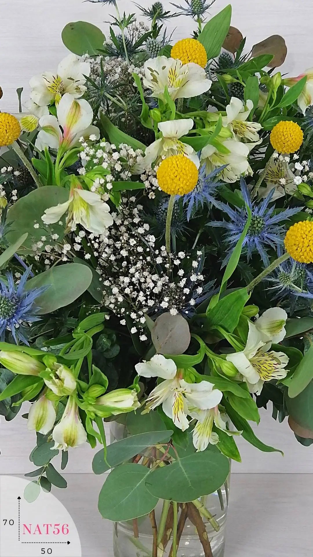 Arreglo Alstroemerias y Craspedias en Florero · foto 3