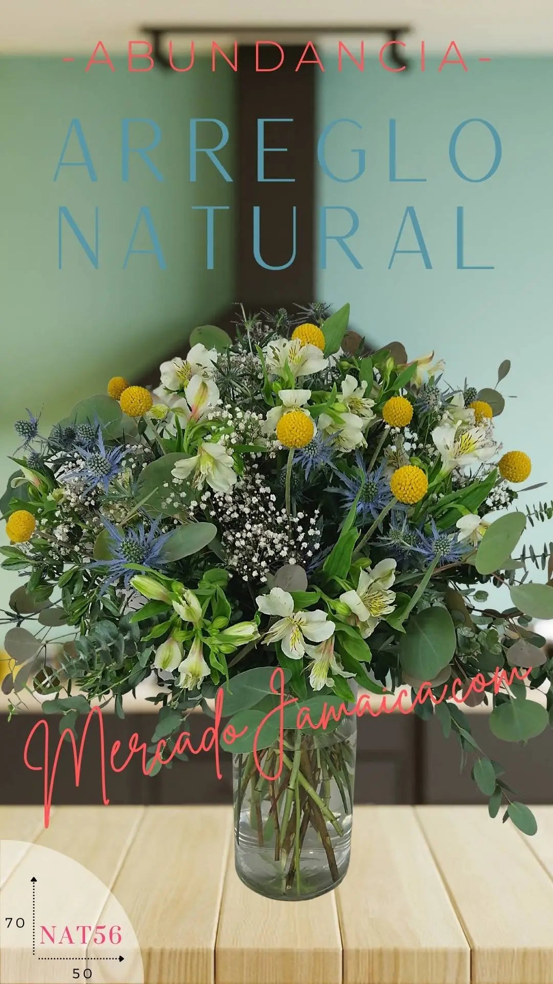 Arreglo Alstroemerias y Craspedias en Florero · foto 1